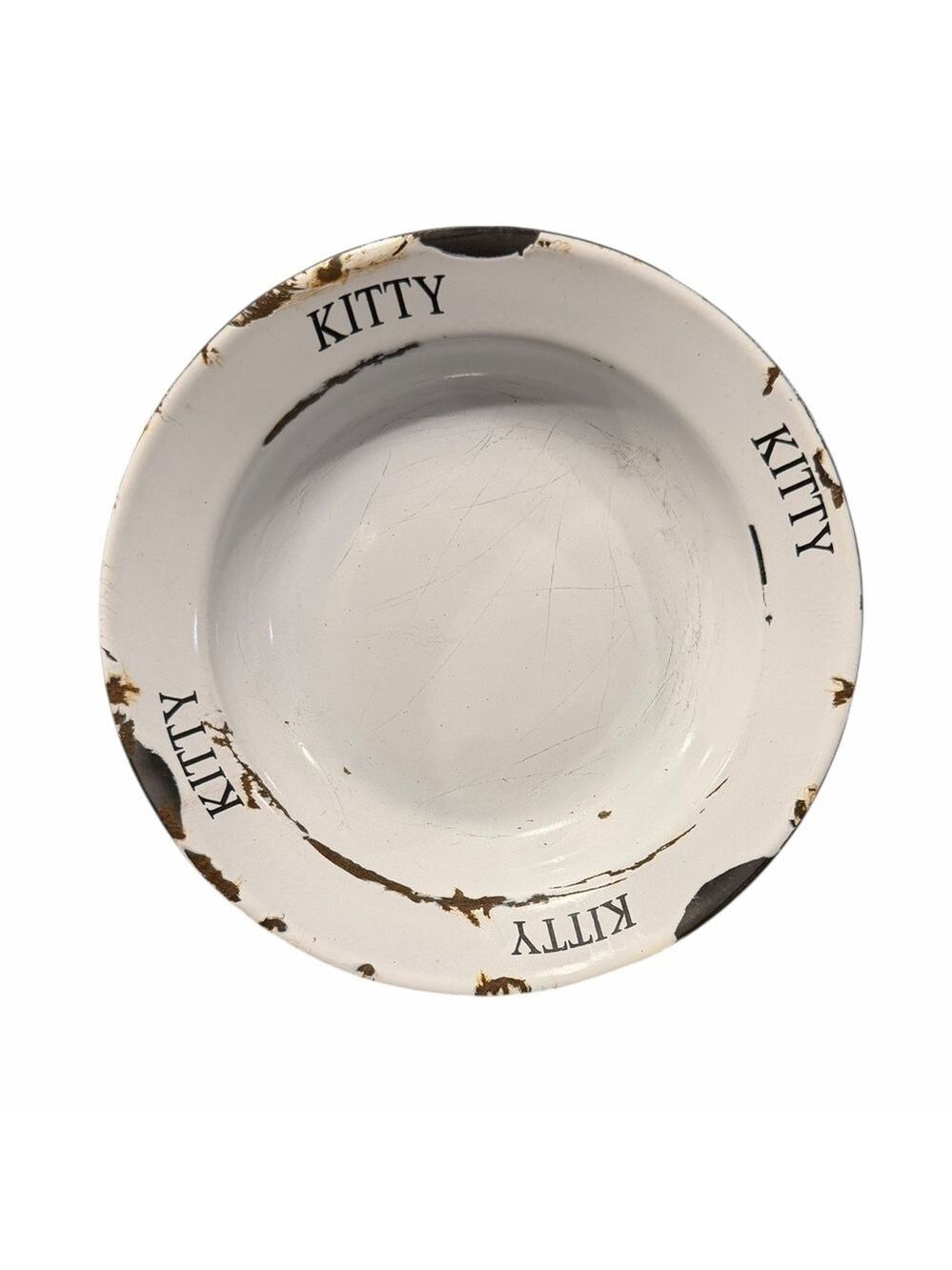 KITTY Porcelain Bowl Farmhouse White Distressed